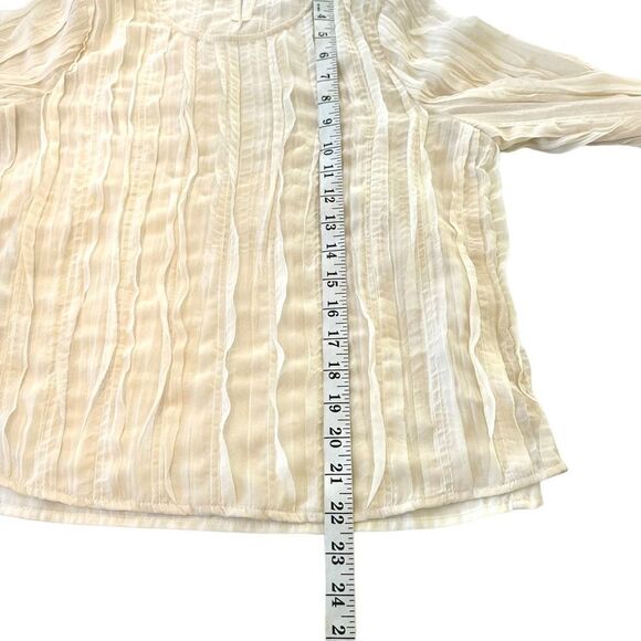 Line & Dot Ivory Ruffle Pleaded Sheer Blouse, Small - Picture 11 of 11